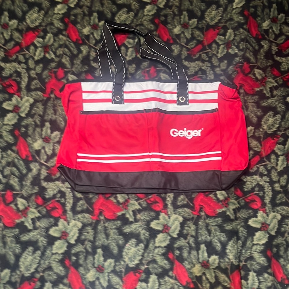 Geiger Red white and black handbag